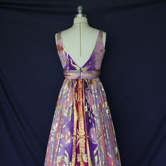Elegant Purple and Gold Evening Gown - Picture 8 of 11